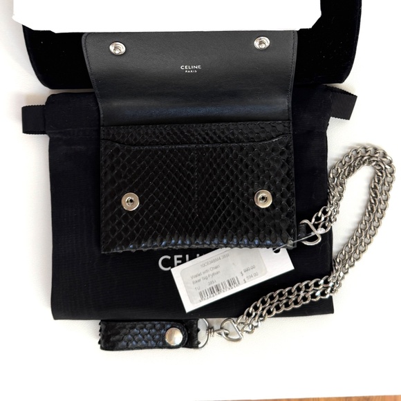 CELINE X Hedi Slimane Men's Biker Wallet With Chain In Python New With Tags - Picture 10 of 12